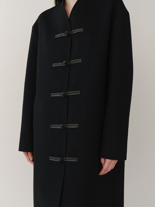 [Kindersalmon] Madarin Wool Coat Black