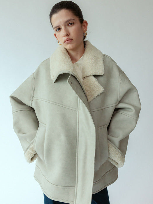 Loeuvre Asymmetric Faux Shearing Mustang Jacket