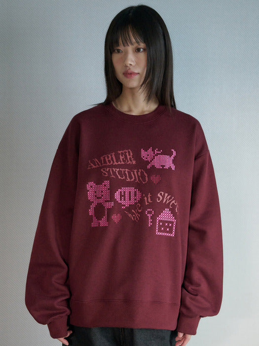 [ambler] Key Sweatshirts AMM1321 (Burgundy)