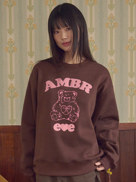 [ambler] Lovely bear Sweatshirts AMM1324 (Brown)