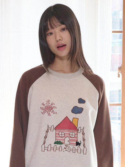 [ambler] HOME and CAT Sweatshirts AMM1325 (Oatmeal)