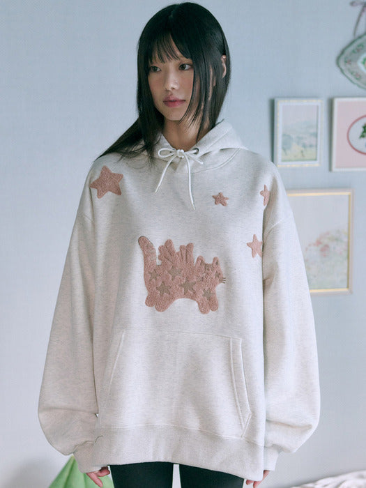 [ambler] Angel Star Cat Boucle Hoodie Ahp1216 (Oatmeal)