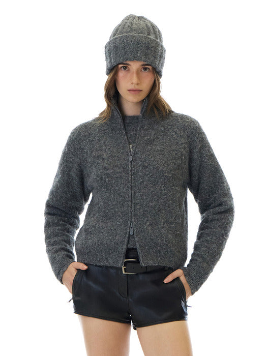 Grove 25Wt Hug Knit Zip-UP (Charcoal)