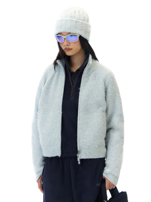 Grove 25Wt Hug Knit Zip-UP (Light Blue)