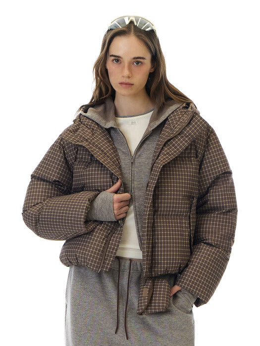 Grove 25Wt Judy Down Jacket (Brown Cehck)