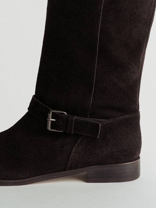 belted middle boots (dark brown)