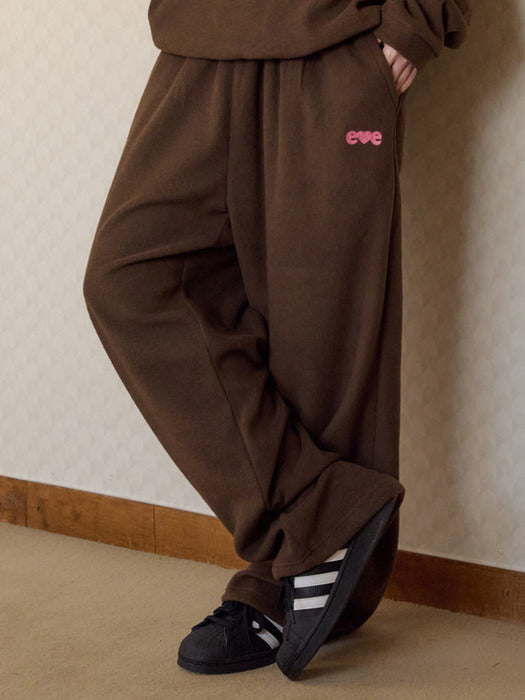 Ambler Love, cozy Wide Fleece Sweat Pants (Brown)