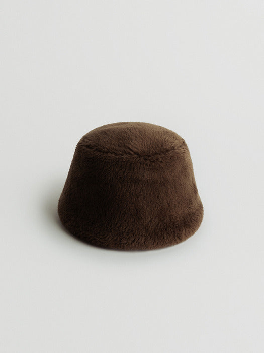 fur bucket hat (brown)