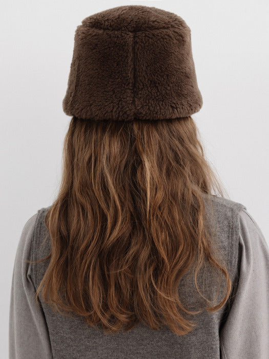fur bucket hat (brown)
