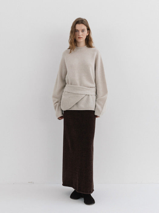 velvet knit skirt (dust cocoa)