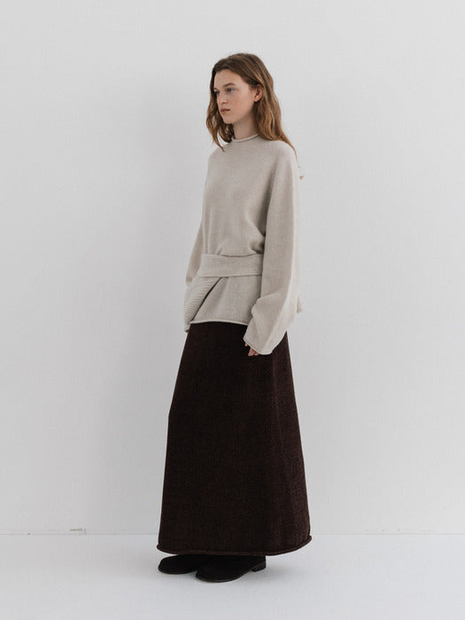 velvet knit skirt (dust cocoa)