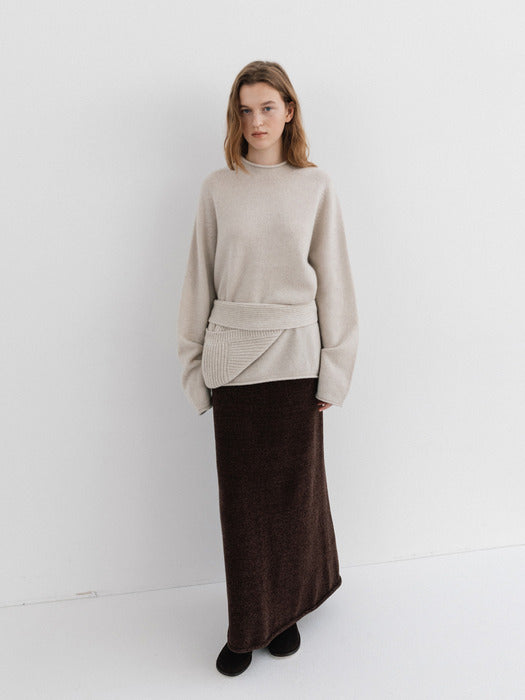 velvet knit skirt (dust cocoa)