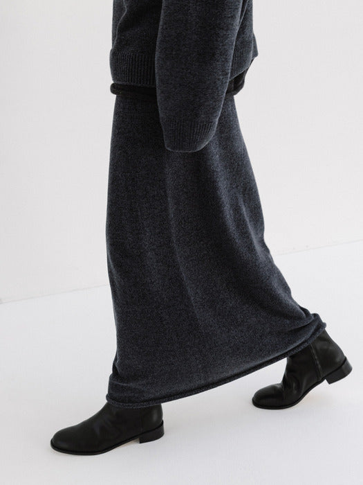 velvet knit skirt (slate blue)