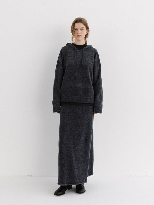 velvet knit skirt (slate blue)