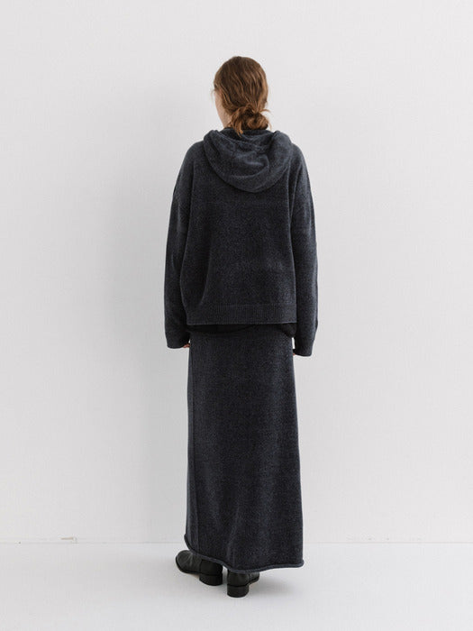 velvet knit skirt (slate blue)