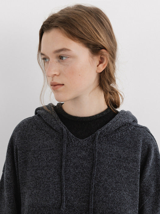 velvet knit hoodie (slate blue)
