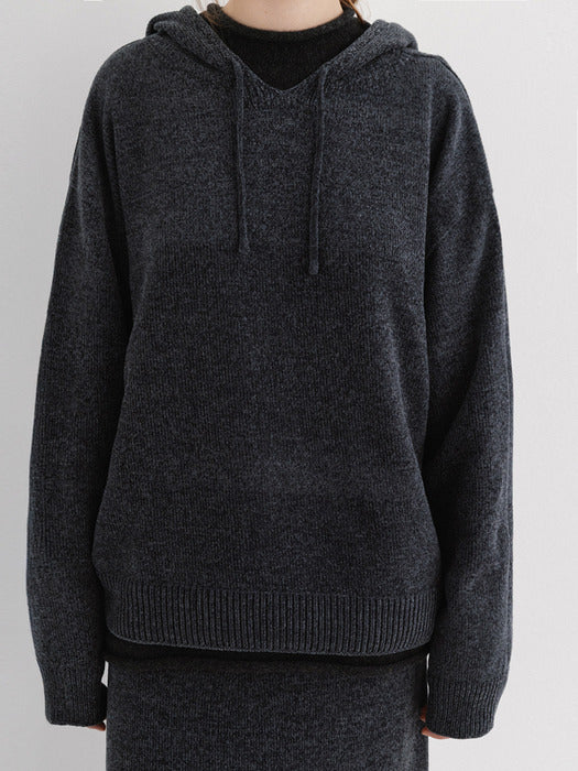 velvet knit hoodie (slate blue)