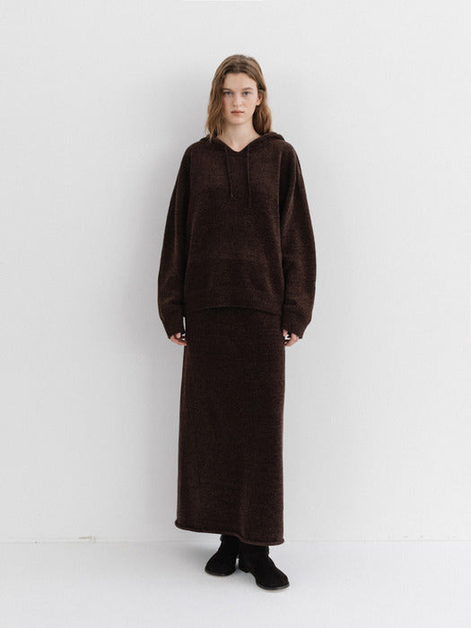 velvet knit hoodie (dust cocoa)