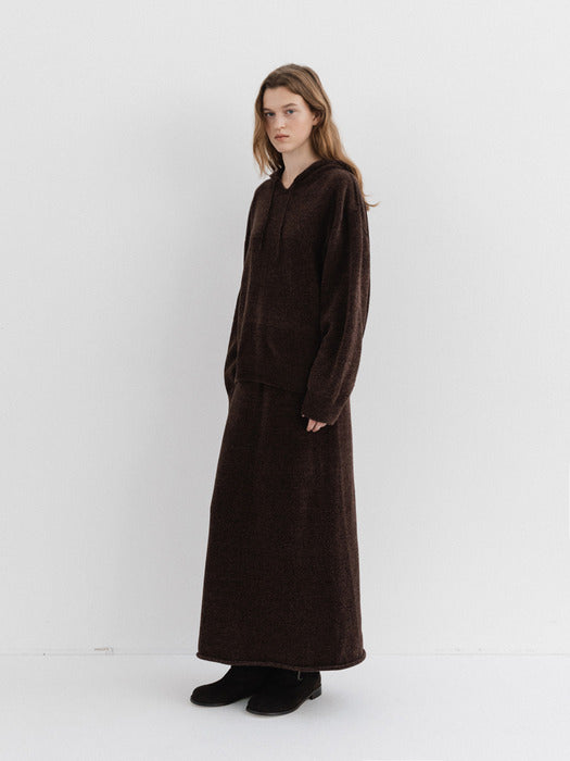 velvet knit hoodie (dust cocoa)