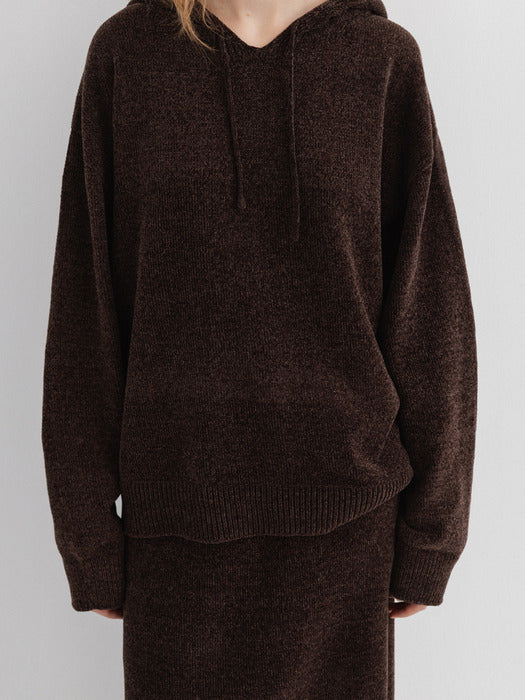 velvet knit hoodie (dust cocoa)