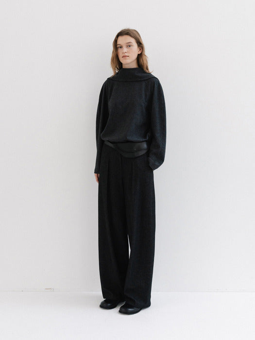 wool banding pants (charcoal)