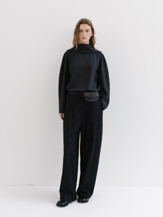 wool banding pants (charcoal)
