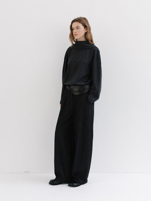 wool banding pants (charcoal)