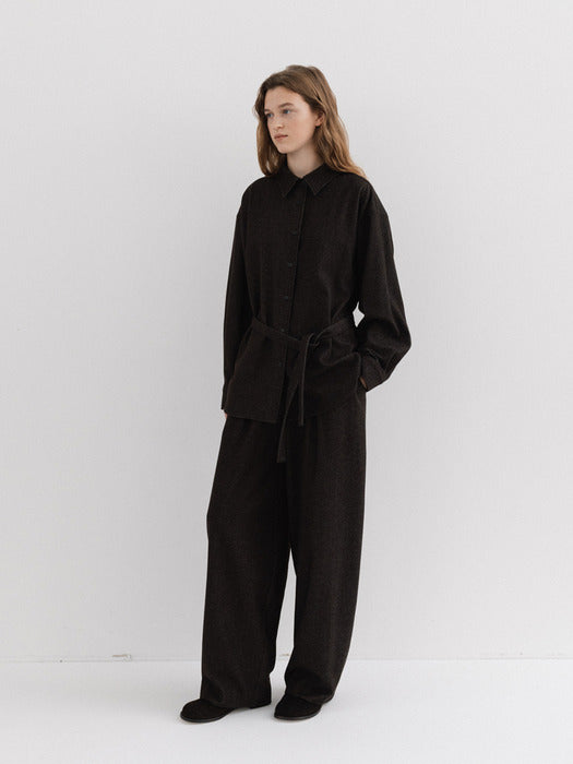 wool belted shirt (brown)