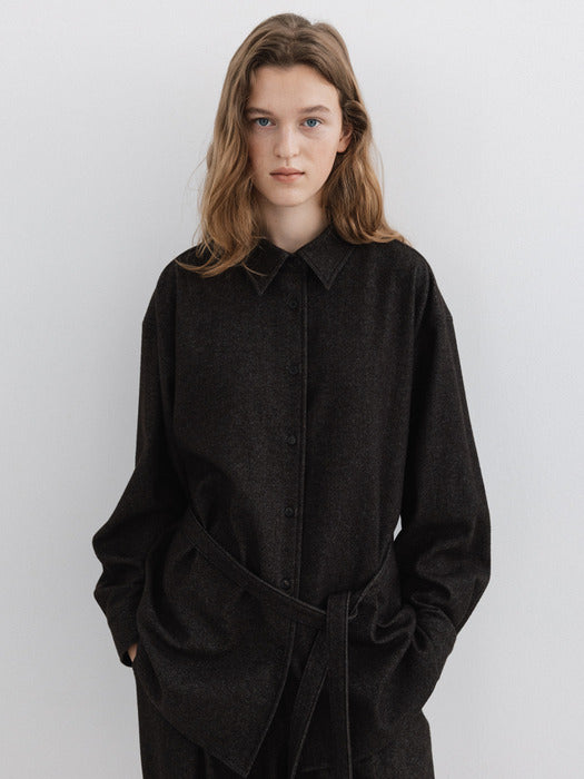 wool belted shirt (brown)