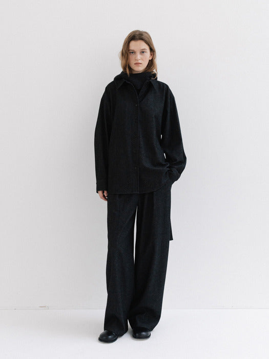 wool belted shirt (charcoal)