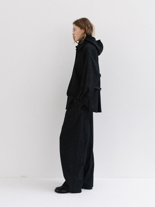 wool belted shirt (charcoal)