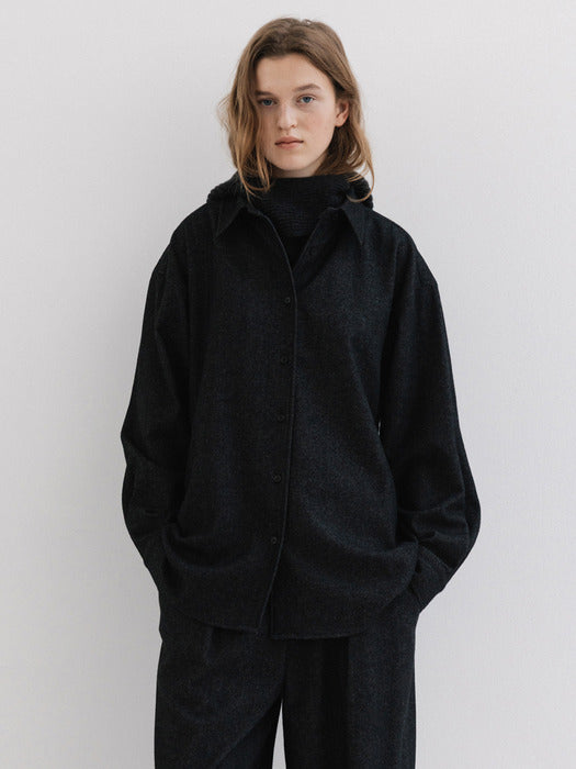wool belted shirt (charcoal)