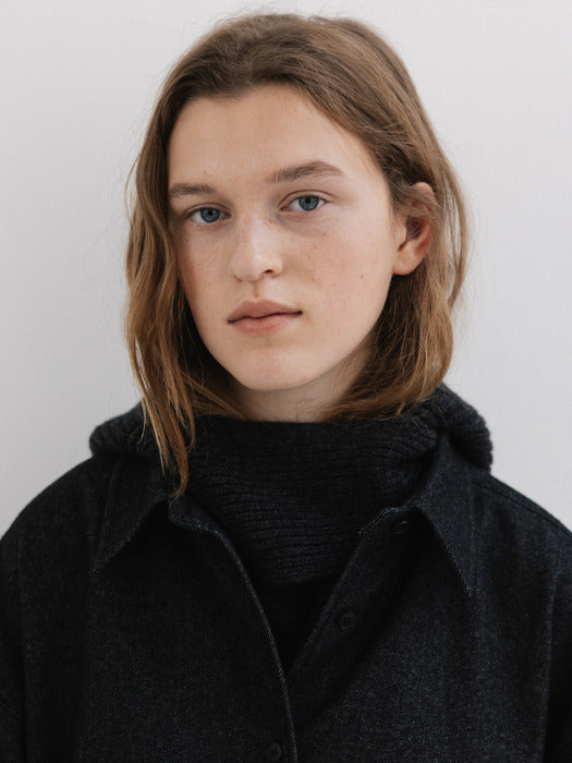 wool belted shirt (charcoal)