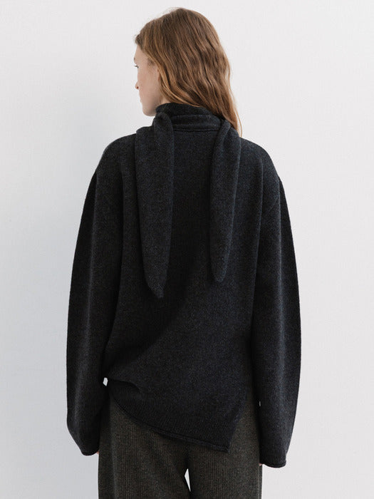 [moia] muffler knit (charcoal)