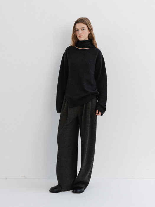 [moia] muffler knit (charcoal)