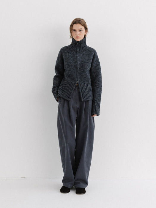 turtleneck zip-up knit (charcoal)
