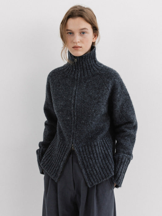 turtleneck zip-up knit (charcoal)