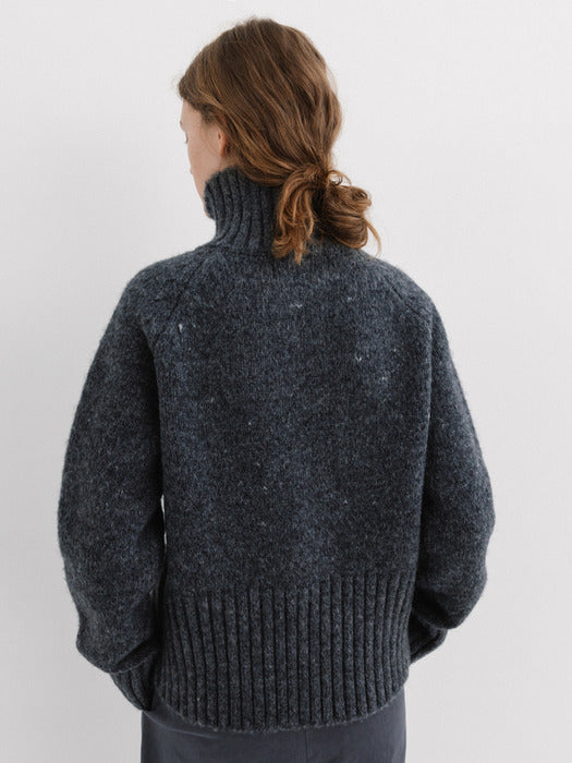 turtleneck zip-up knit (charcoal)