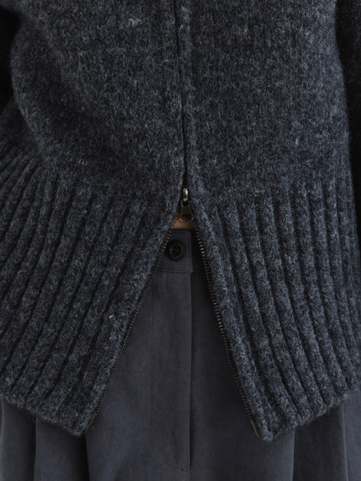 turtleneck zip-up knit (charcoal)