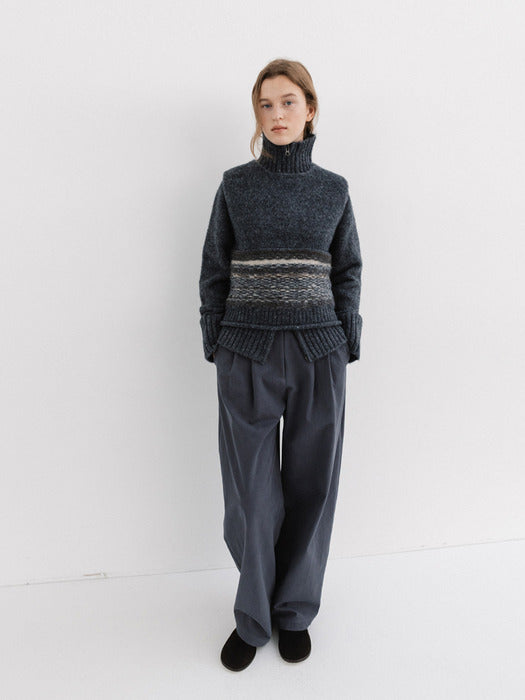 [moia] peach wide pants (slate blue)