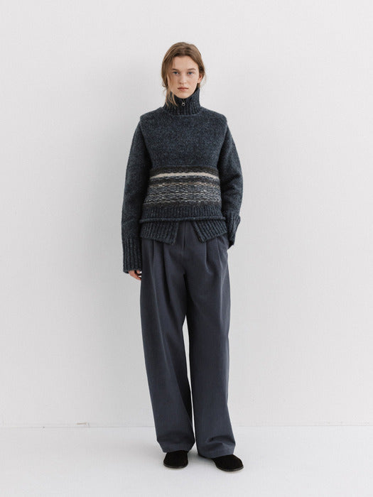 [moia] peach wide pants (slate blue)