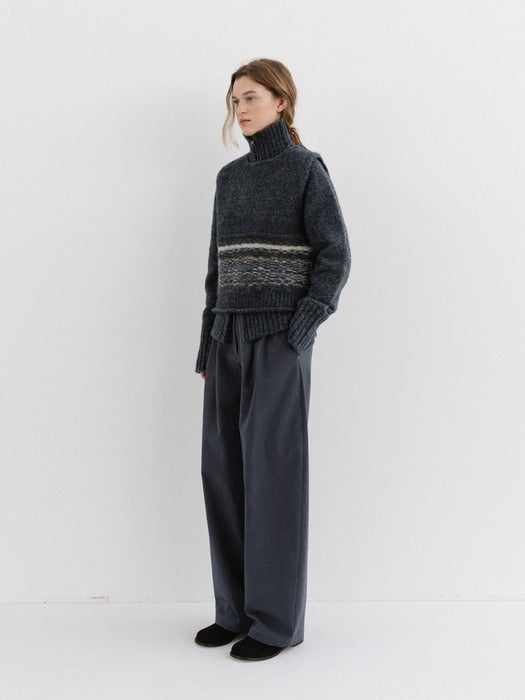 [moia] peach wide pants (slate blue)