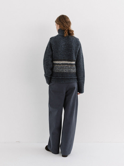 peach wide pants (slate blue)