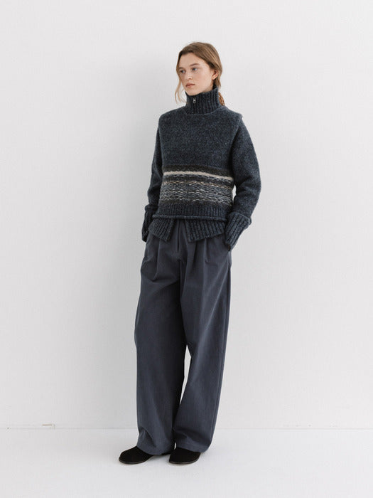 peach wide pants (slate blue)