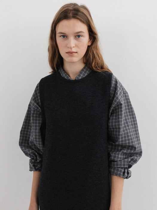 layered knit dress (charcoal)