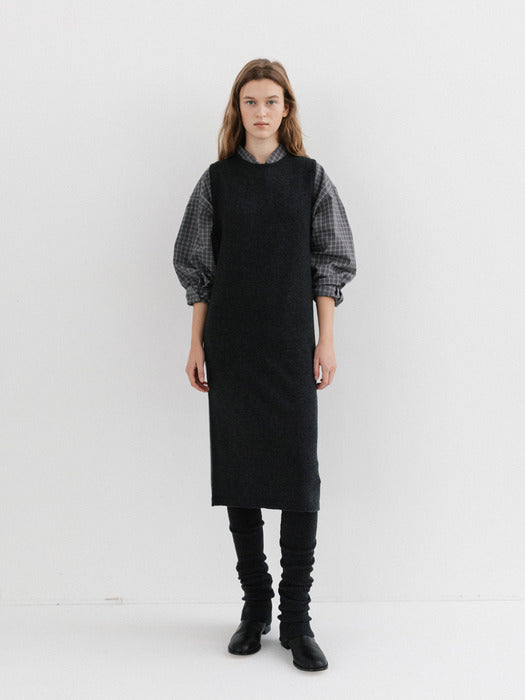 layered knit dress (charcoal)