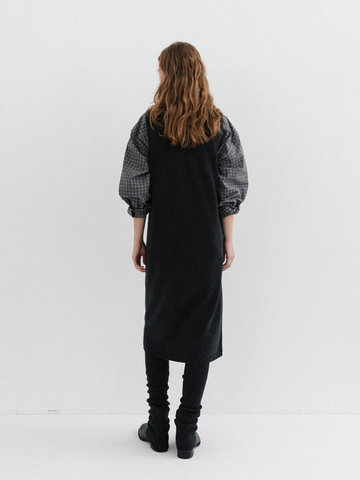 layered knit dress (charcoal)