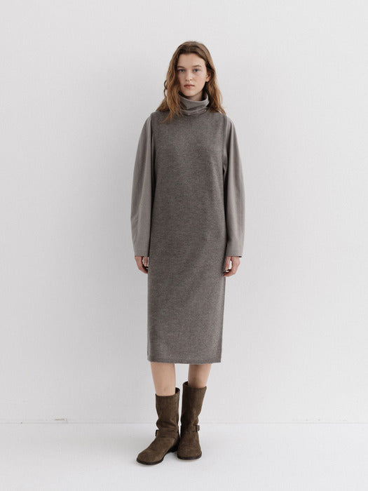 layered knit dress (wood)