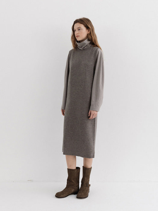 Moia layered knit dress (wood)