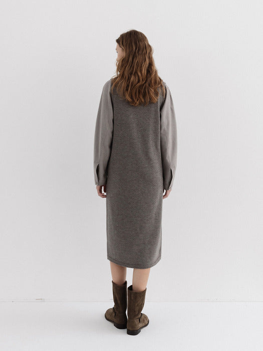 layered knit dress (wood)